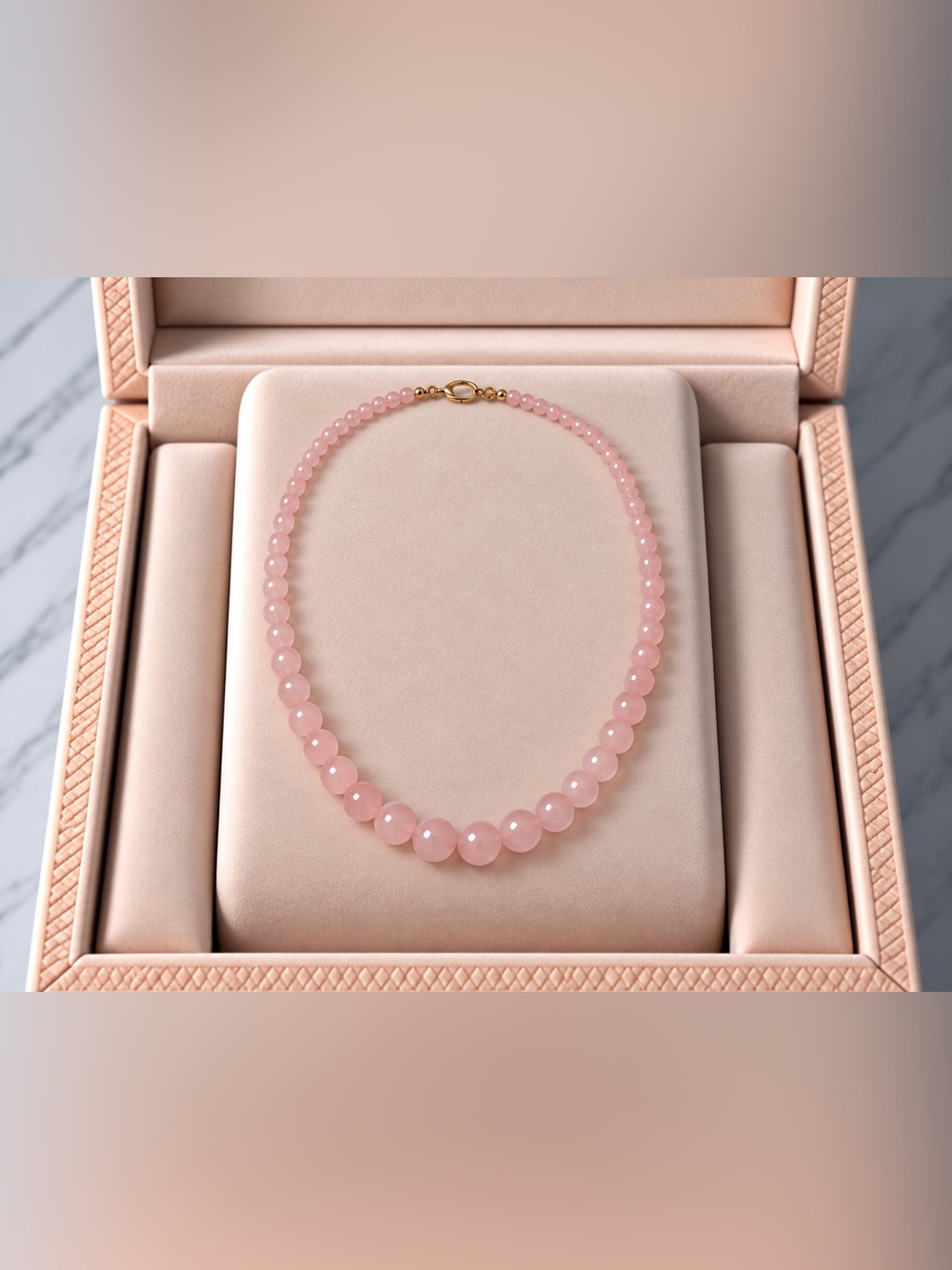 Rose Quartz Beaded Necklace - Pink